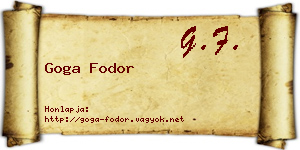 Goga Fodor névjegykártya